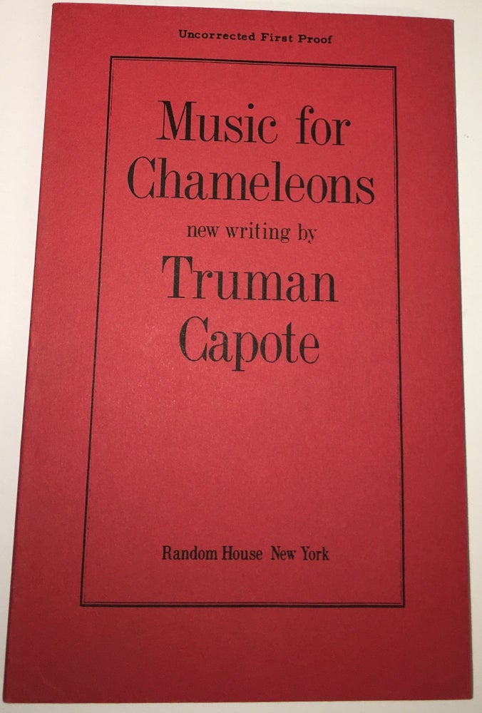 Item #13096 MUSIC FOR CHAMELEONS. New Writing. Truman Capote.