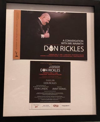 Item #14765 A CONVERSATION WITH MR. WARMTH. Don Rickles & John Landis Hosted by Jimmy Kimmel. Two...